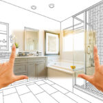 Pencil drawing of a bathroom design by an Ocean County home builder